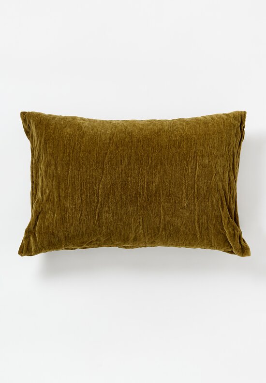 The House of Lyria Cotton Velvet and Metallic Fiber Cuma Pillow in Moss Green	