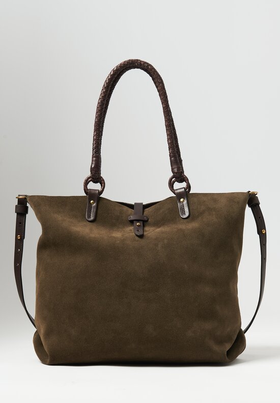 Massimo Palomba Woven Leather Handle Dafne Derby Olive Green	