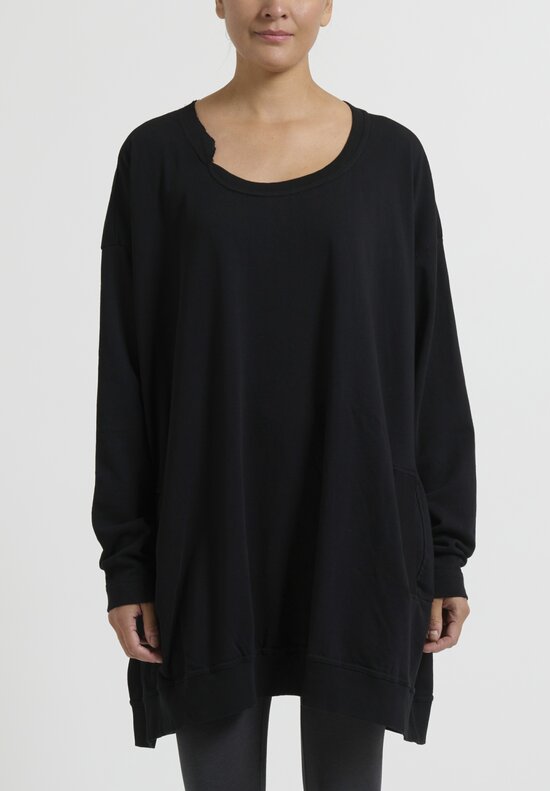 Rundholz Black Label Cotton French Terry Oversized Round T-Shirt in Black