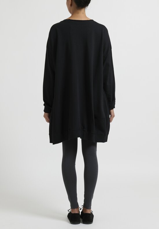 Rundholz Black Label Cotton French Terry Oversized Round T-Shirt in Black