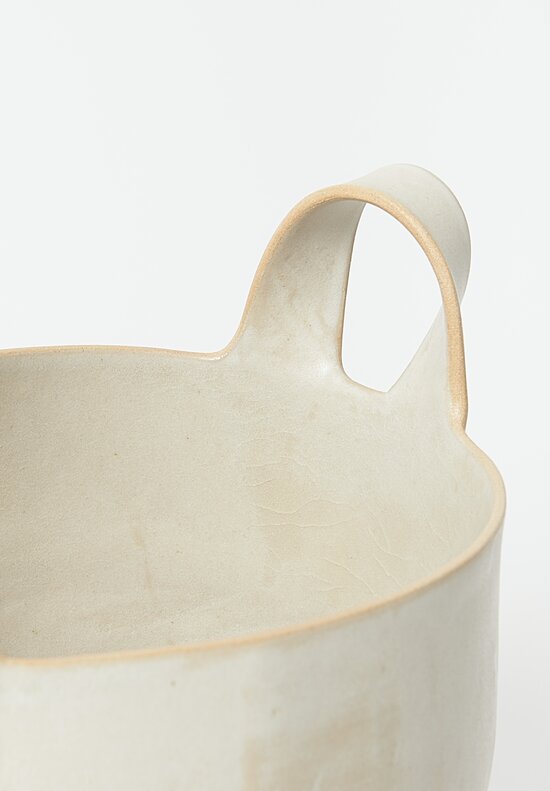Laurie Goldstein Medium Ceramic Basket Bowl White	