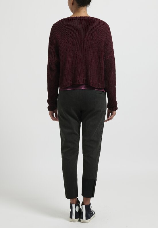 Umit Unal Cropped Hand-Dyed Sweater in Scarlet Red	