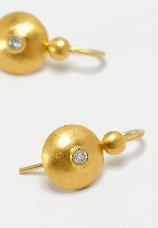 Prounis 22k, Diamond Small Bulla Hook Earrings	