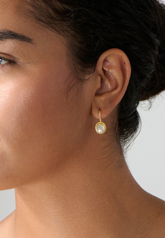 Prounis 22k Diamond Granulated Hook Earrings	