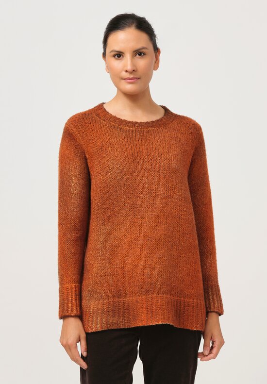 Avant Toi Hand-Painted Side Slit Sweater in Nero Corten Orange	