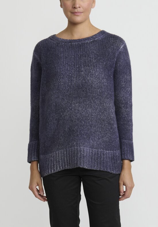 Avant Toi Hand Painted Side Slit Sweater in Nero Prune Purple	
