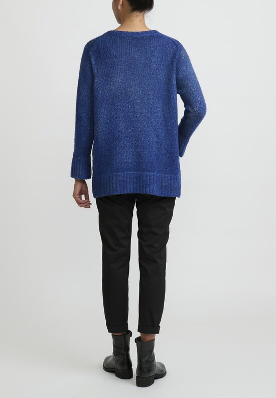 Avant Toi Hand Painted Side Slit Sweater in Nero Ocean Blue	