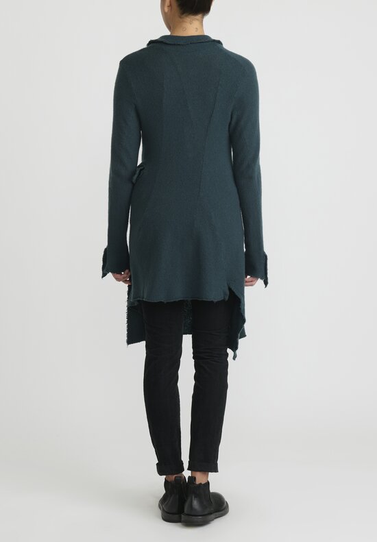 Rundholz Cashmere Asymmetrical Knit Jacket in Kobalt Green	