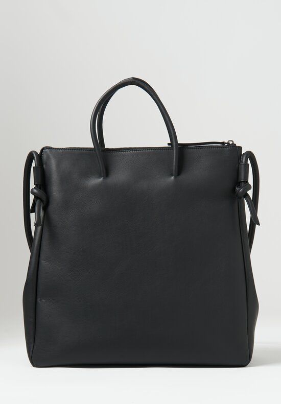Marsell Leather Sacco Grande Handbag Nero Black	