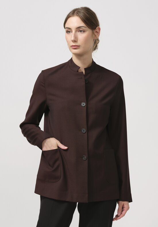 The Row Wool Theodora Jacket in Dark Chocolate Brown