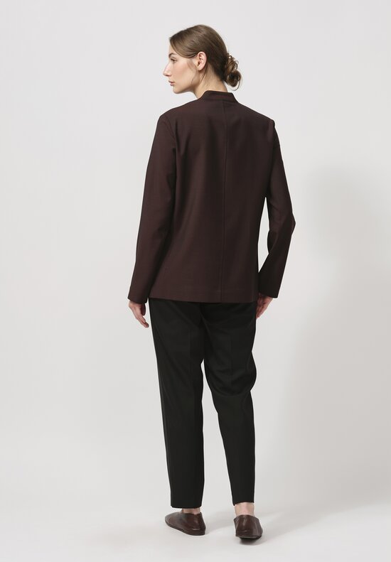 The Row Wool Theodora Jacket in Dark Chocolate Brown