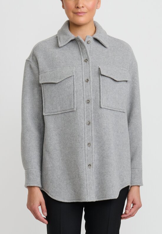 Antonelli Wool ''Giro'' Shirt Jacket in Soft Grey	