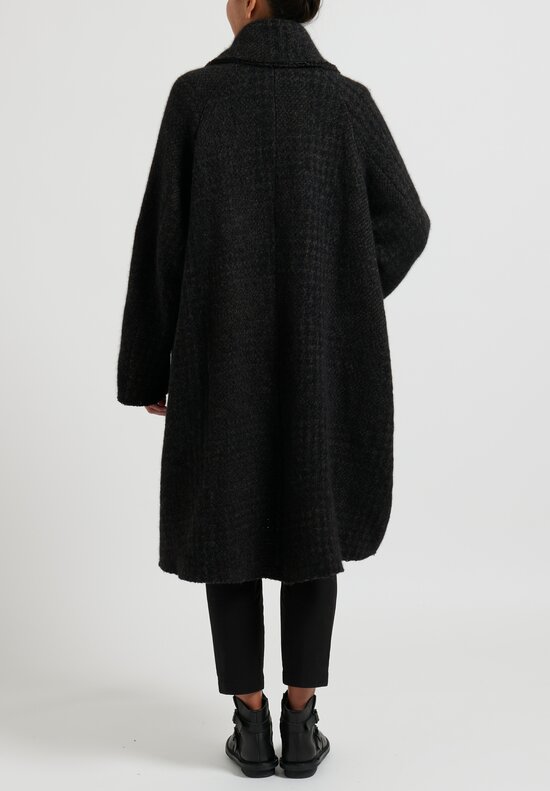 Rundholz Dip Oversized Double Breasted Knit Coat in Black Houndstooth	