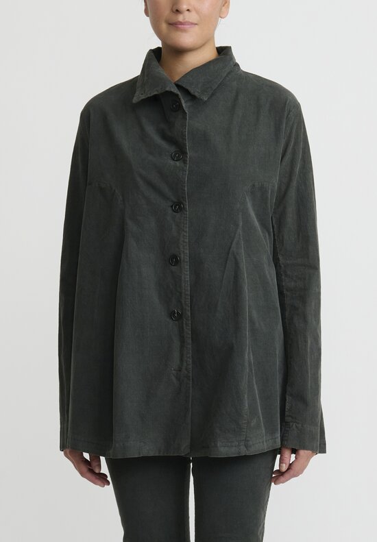 Rundholz Black Label Cotton Corduroy A-Line Jacket in Green	