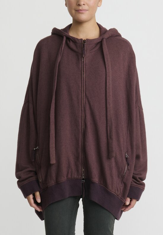 Rundholz Cashmere Cotton Oversized Hooded Jacket in Red