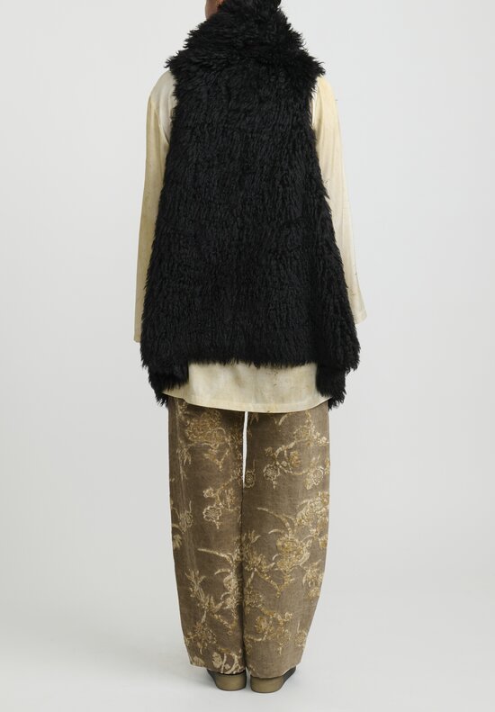 Uma Wang Mohair Eco Fur Asymmetric ''Keno'' Vest in Black	