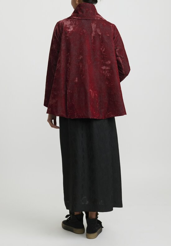 Uma Wang Velvet ''Koko'' Swing Jacket in Dark Rose Red	