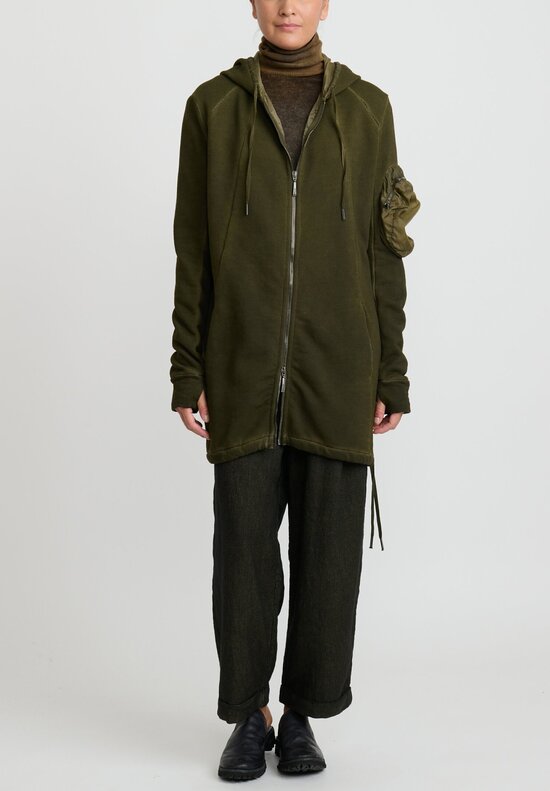 Masnada Cotton and Ripstop Hooded Felted Jacket in Moss Green	