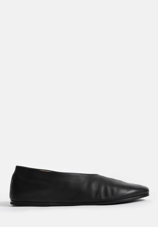 Marsèll Leather Coltellaccio Ballerina Flat in Nero Black