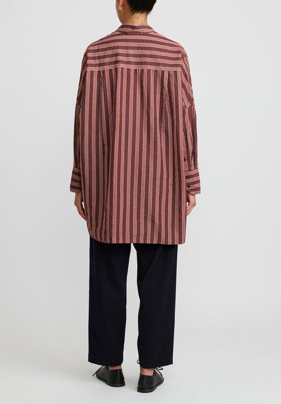 Casey Casey Long Sleeve Striped ''Ode'' Shirt in Red	