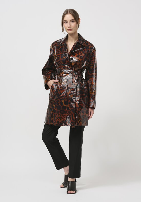 Dries Van Noten Leopard Print ''Ramblas'' Coat in Brown & Black	