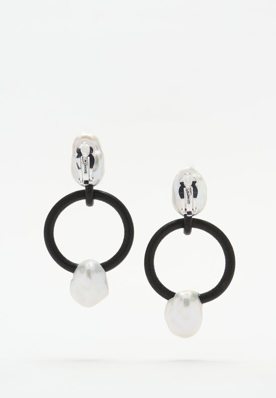Monies Baroque Pearl and Leather Hoop Earrings	