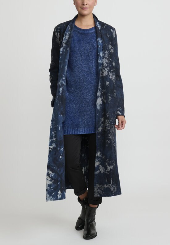 Avant Toi Hand Painted Cashmere Sweater in Nero Ocean Blue
