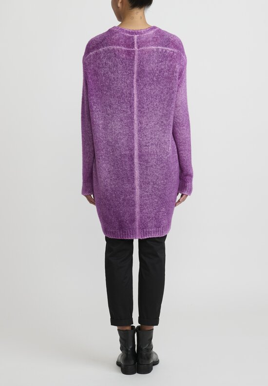 Avant Toi Hand Painted Cashmere Sweater in Nero/Orchid Purple