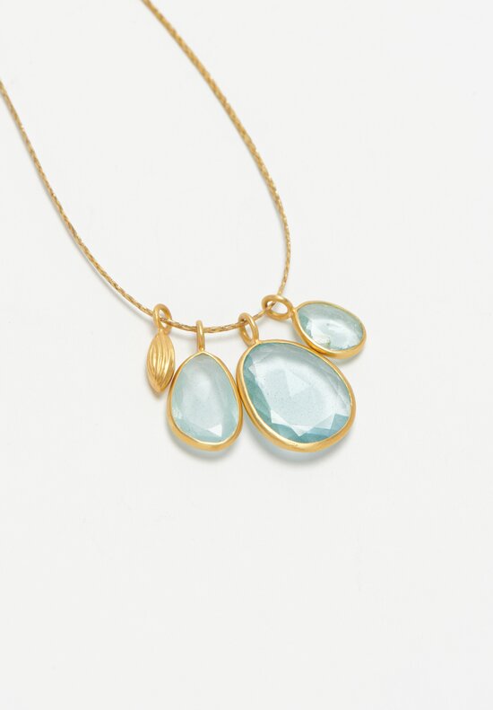 Pippa Small 18k, Aquamarine and Gold Seed Necklace	