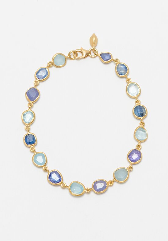 Pippa Small 18k, ''Light and Space'' Full Stone Aquamarine, Kyanite and Tanzanite Bracelet	
