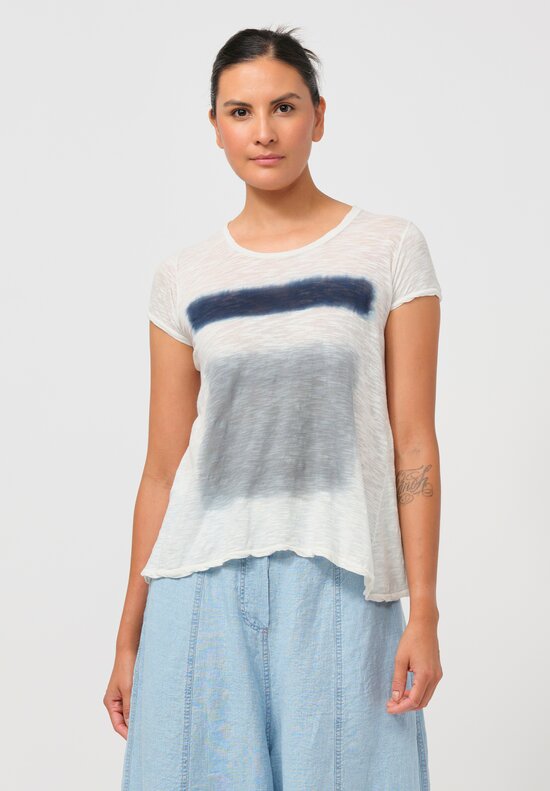Gilda Midani Cotton Zone Dyed Short Sleeve Monoprix Tee in Cloud & Last Blue	