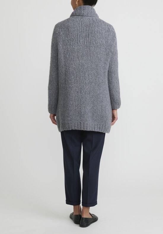 Wommelsdorff Hand Knit Ava Cashmere Silk Cardigan in Grey
