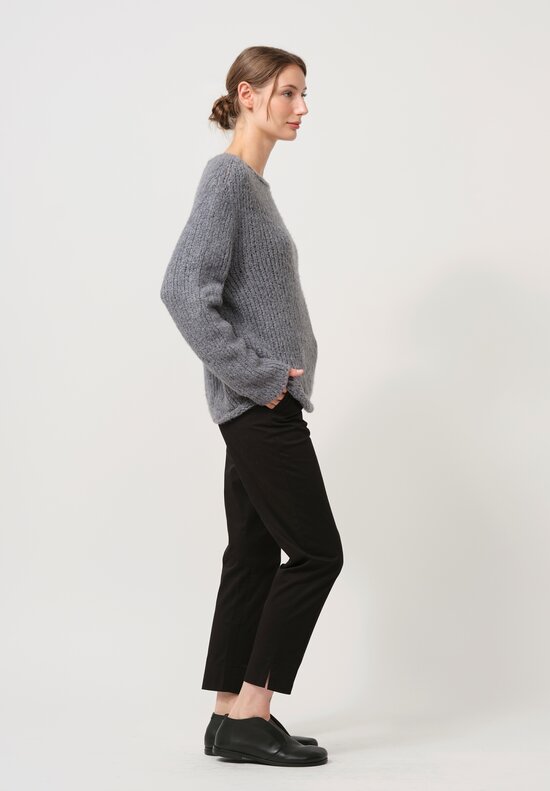 Wommelsdorff Hand Knit Cashmere Grace Sweater in Metal & Haze Grey	