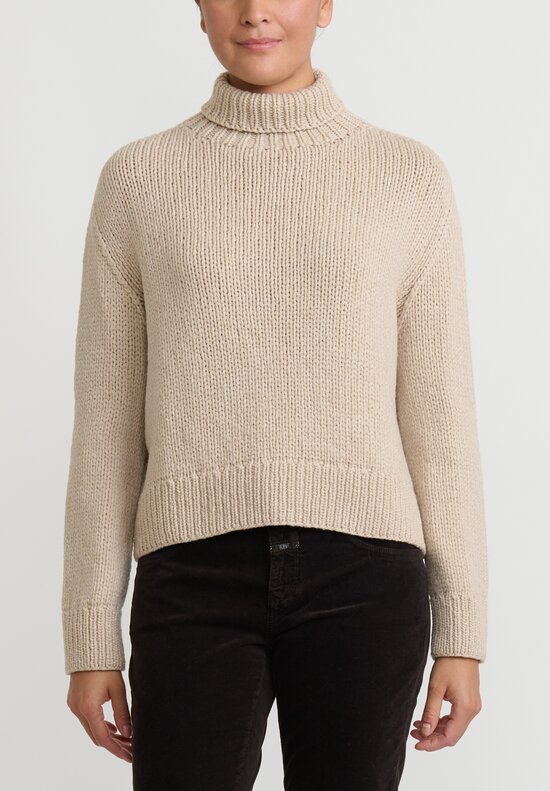 Wommelsdorff Hand Knitted Paige Cashmere Sweater in Sand Brown Beige