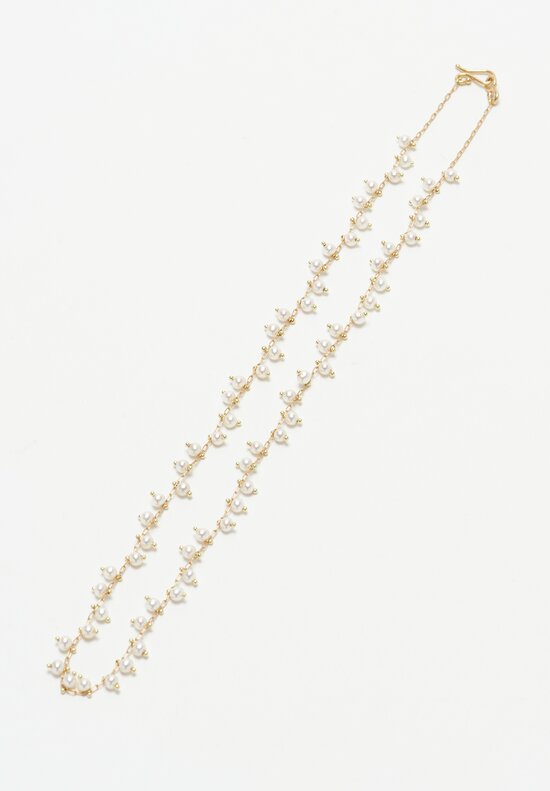 Tenthousandthings 18k, Pearl Beaded Spiral Necklace White	