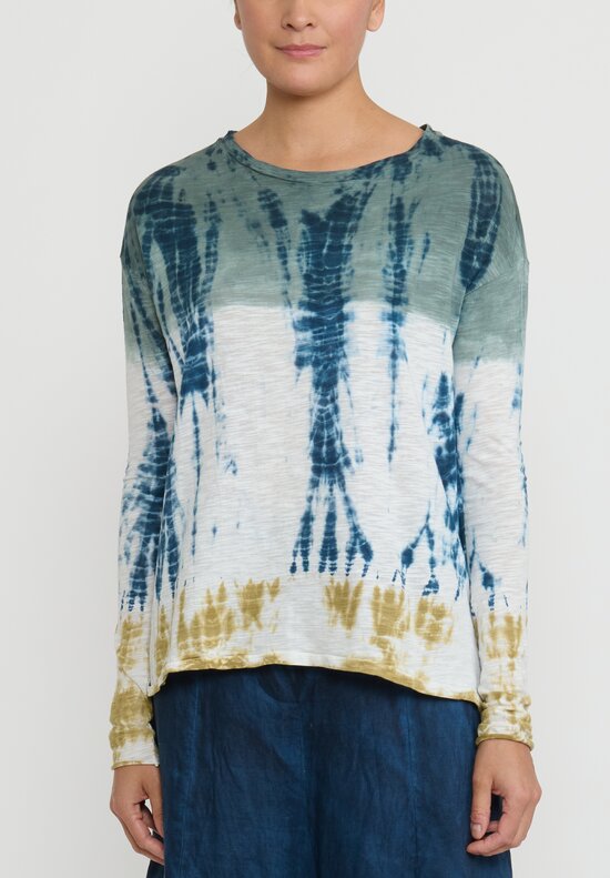 Gilda Midani Pattern Dyed Long Sleeve Trapeze Tee	 in Forest