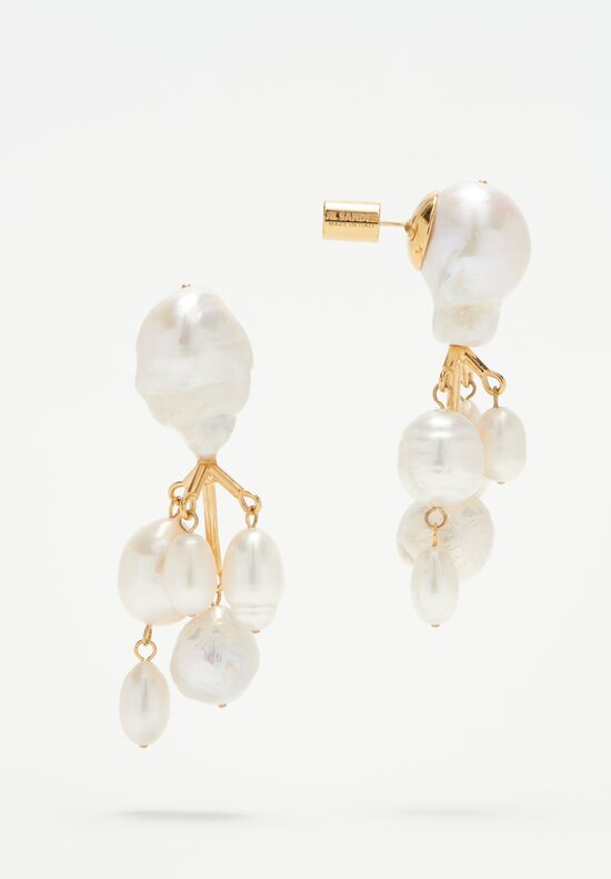 Jil Sander Handmade Freshwater Pearls and Brass Earrings White Pearls	