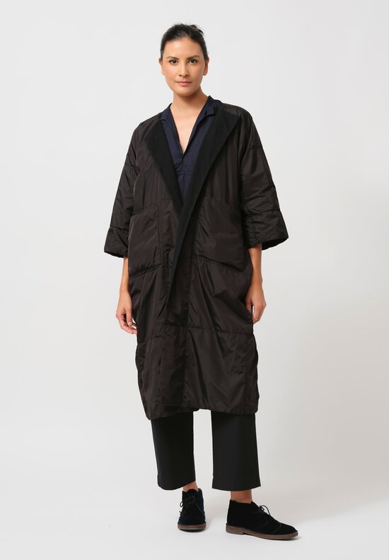 Daniela Gregis Cashmere Lined ''Trapuntato'' Coat in Black & Blue	