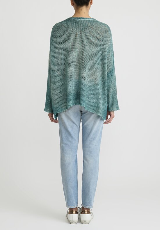 Avant Toi Loose Knit V-Neck Sweater in Forest Green	