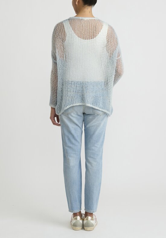 Avant Toi Cashmere/Silk Cloud ''Net'' Sweater in Myosotis Blue	