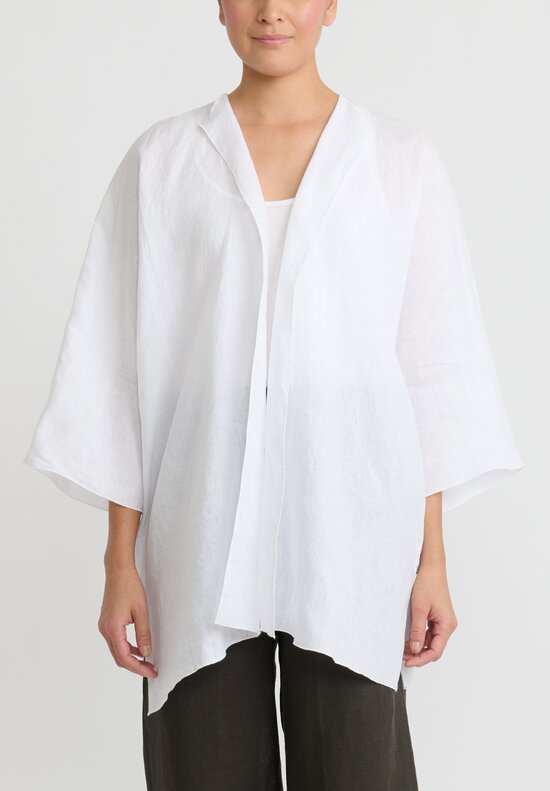Shi Linen Open Front Jacket in White	