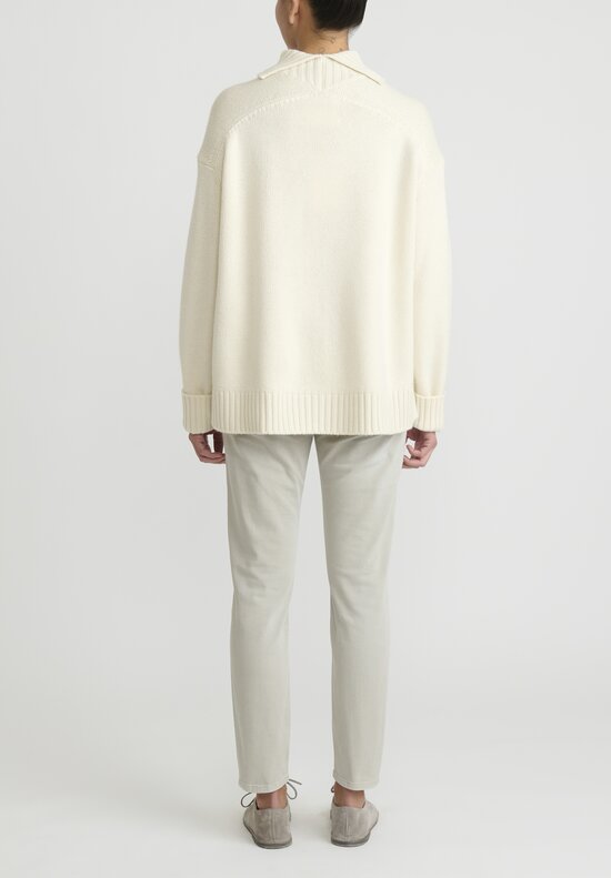Jil Sander Cashmere High Neck Sweater in Natural White	