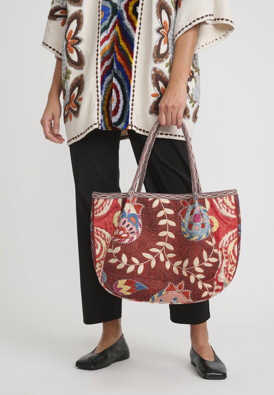 Rianna + Nina Uzbek Embroidered One-Of-A-Kind Bag Red	