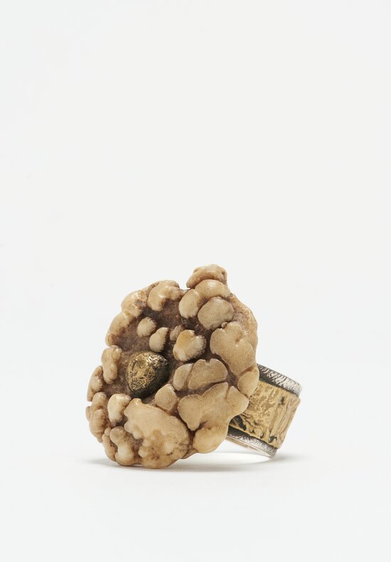 Pamela Adger Silver & Brass Amulet Ring	