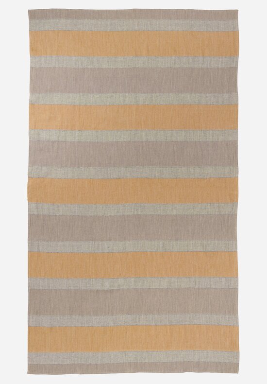 Charvet Editions Linen Rivoli Bois Tablecloth in Ocre Brown, Grey
