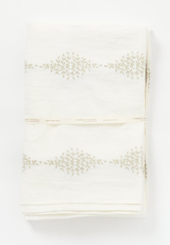 Charvet Editions Embroidered Linen Reseda Tablecloth in White