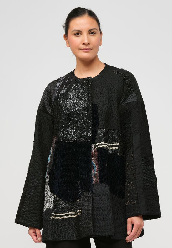 By Walid Beaded and Embroidered Silk Victorian Jackie Jacket in Black	
