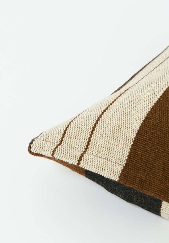 Allwina Handloomed Wool and Velvet Akaipa I Pillow in Brown Stripes