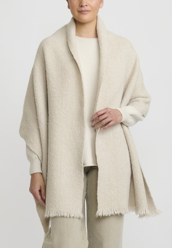 Lauren Manoogian Handwoven Wool Plush Wrap in Putty Grey	