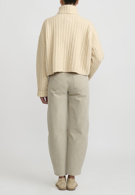 Lauren Manoogian Merino Wool Plush Rib Turtleneck Sweater in Alabaster White	